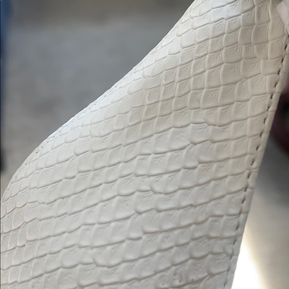 White Croc High-Heeled Sandal.  Rounded Strap. - Picture 2 of 4